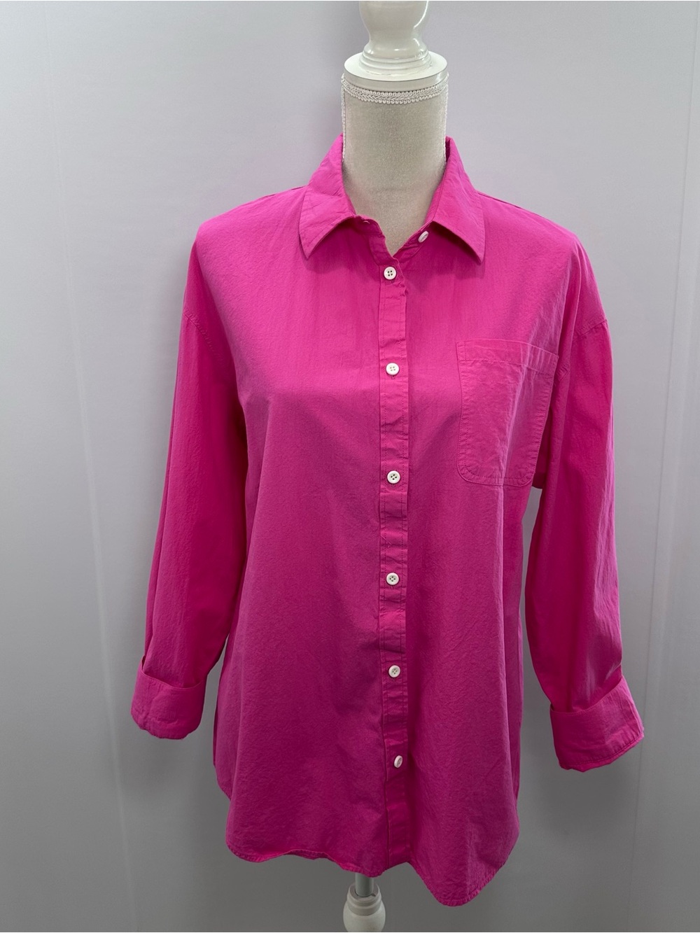 Women's Fuchsia Button-Down Shirt - Classic Collared Top